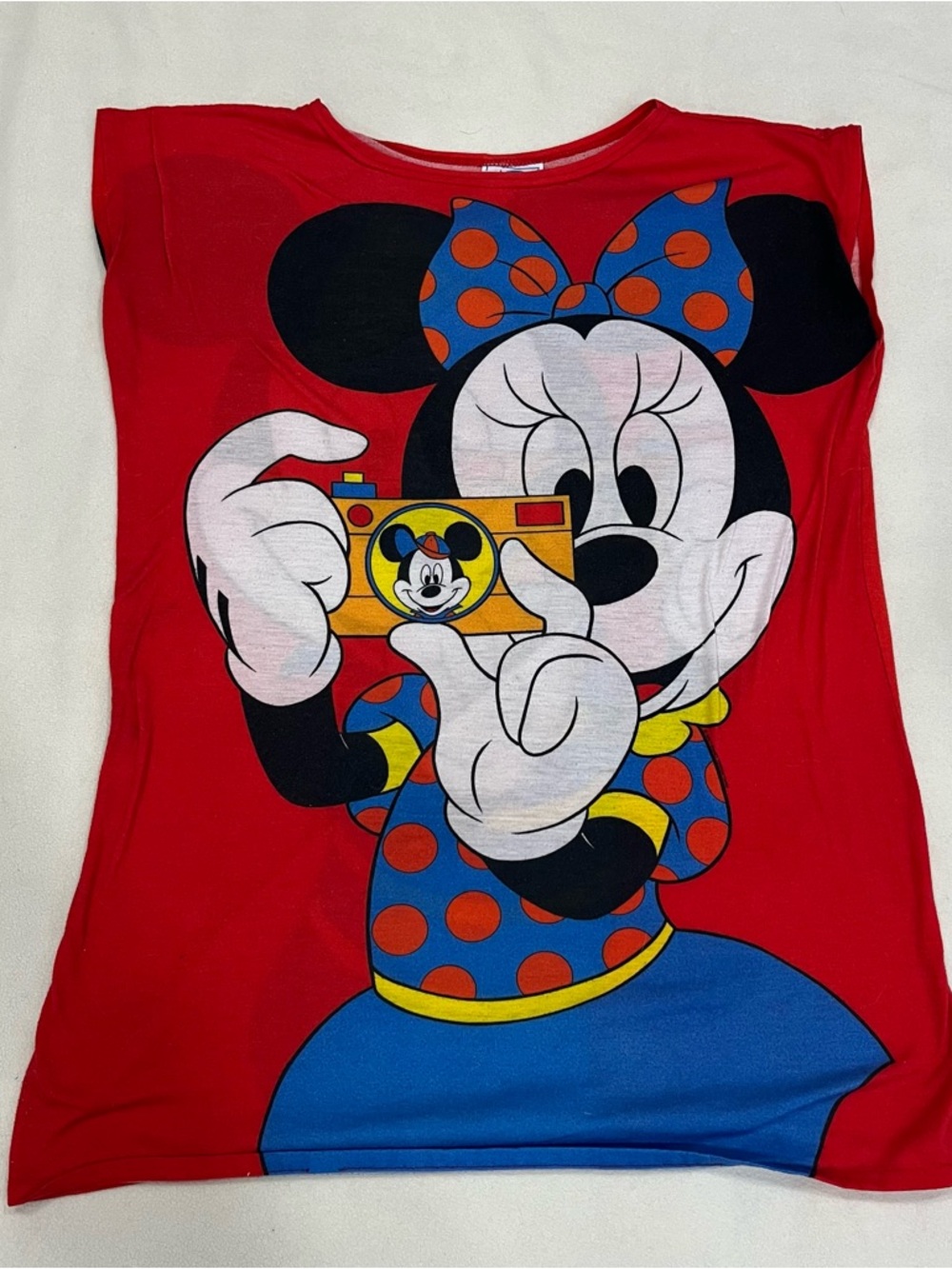 VTG Tempo Lingerie Minnie Front Mickey Mouse Back Night Shirt PJ Top Long